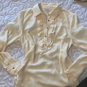 Michael Kors Beige Ruffled collar blouse.